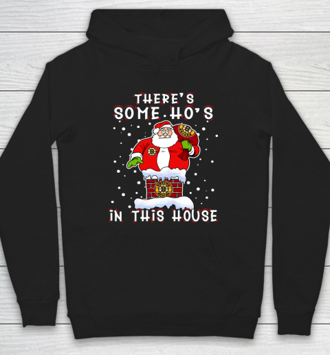 Boston Bruins Christmas There Is Some Hos In This House Santa Stuck In The Chimney NHL Hoodie