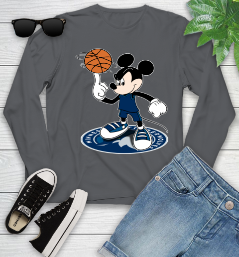 NBA Basketball Minnesota Timberwolves Cheerful Mickey Disney Shirt Youth Long Sleeve 8