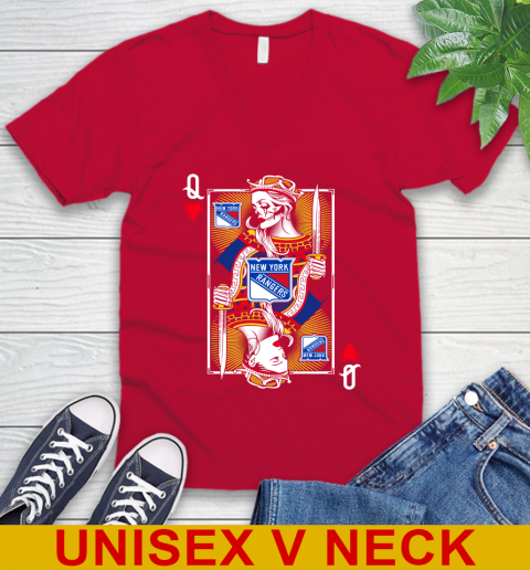 NHL Hockey New York Rangers The Queen Of Hearts Card Shirt V-Neck T-Shirt 6