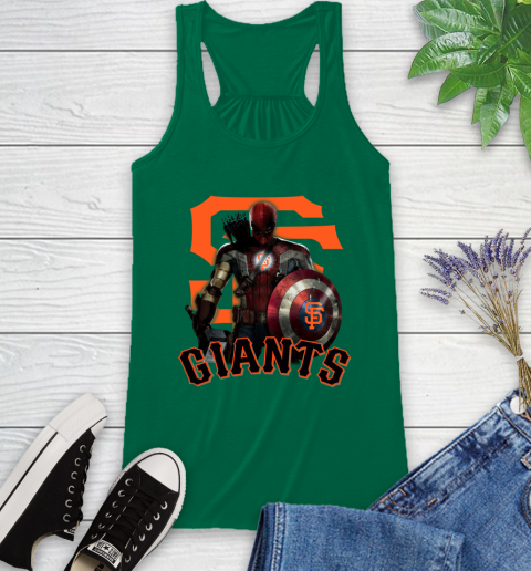 MLB Captain America Thor Spider Man Hawkeye Avengers Endgame Baseball San Francisco Giants Racerback Tank 7