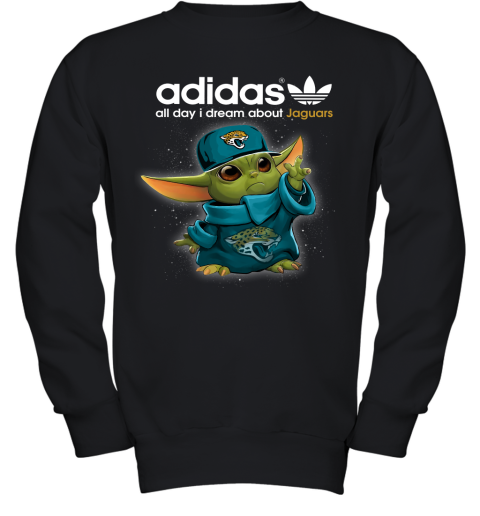Baby Yoda Adidas All Day I Dream About Jacksonville Jaguars Youth Sweatshirt