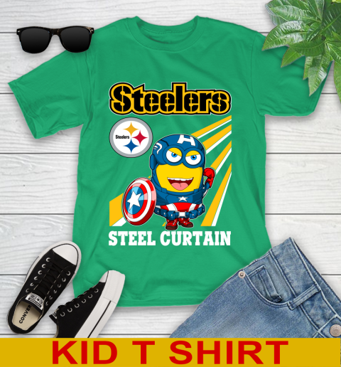 NFL Football Pittsburgh Steelers Captain America Marvel Avengers Minion Shirt Youth T-Shirt 7