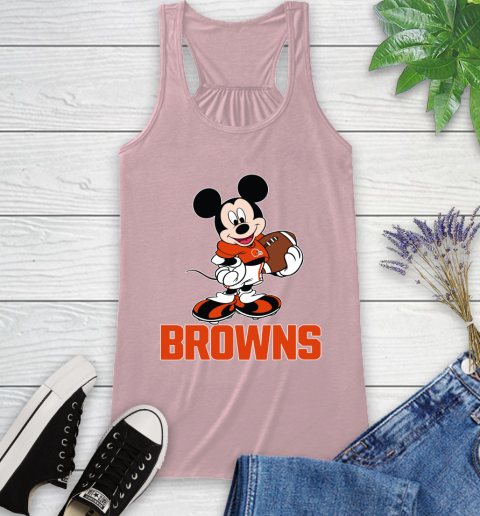 NFL Football Cleveland Browns Cheerful Mickey Mouse Shirt Racerback Tank 10