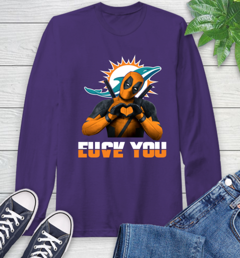 NHL Miami Dolphins Deadpool Love You Fuck You Football Sports Long Sleeve T-Shirt 5