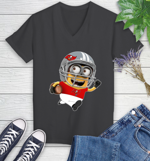 NFL Tampa Bay Buccaneers Minions Disney Football Sports Women's V-Neck T-Shirt 8