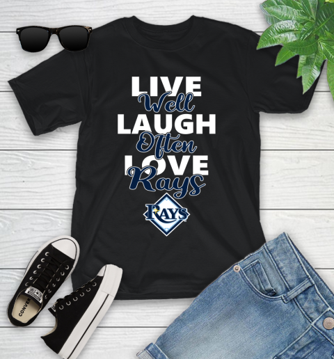 MLB Baseball Tampa Bay Rays Live Well Laugh Often Love Shirt Youth T-Shirt
