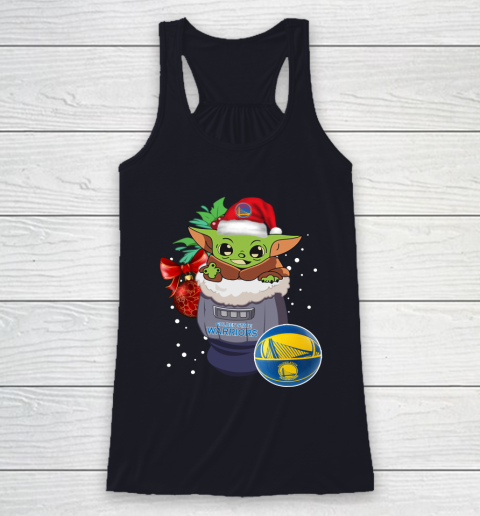 Golden State Warriors Christmas Baby Yoda Star Wars Funny Happy NBA Racerback Tank 8