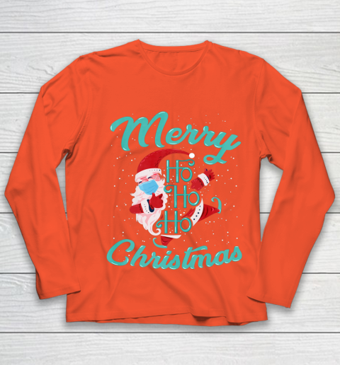 Merry Christmas Ho Ho Ho Santa Claus Wearing A Face Mask Youth Long Sleeve 3