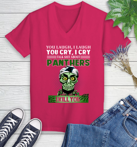 NFL Talk Shit About Carolina Panthers I Kill You Achmed The Dead Terrorist Jeffrey Dunham Football Women's V-Neck T-Shirt 9