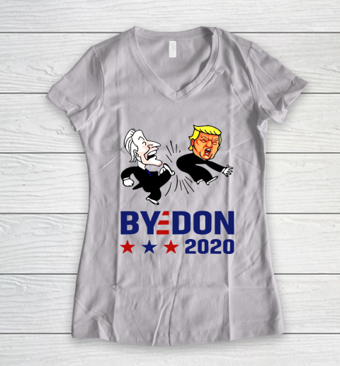 American Election 2020 Bye Don Joe Biden kick Donald Trump Funny Women's V-Neck T-Shirt