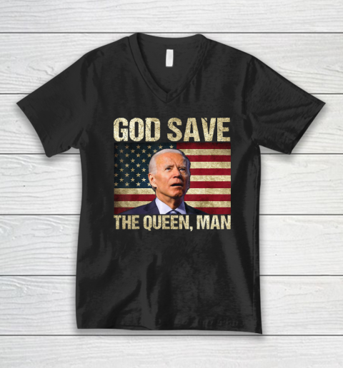 God Save The Queen Funny Joe Biden V-Neck T-Shirt