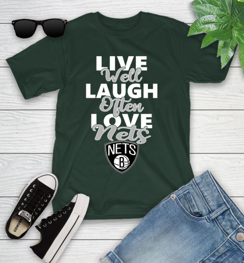 NBA Basketball Brooklyn Nets Live Well Laugh Often Love Shirt Youth T-Shirt 4