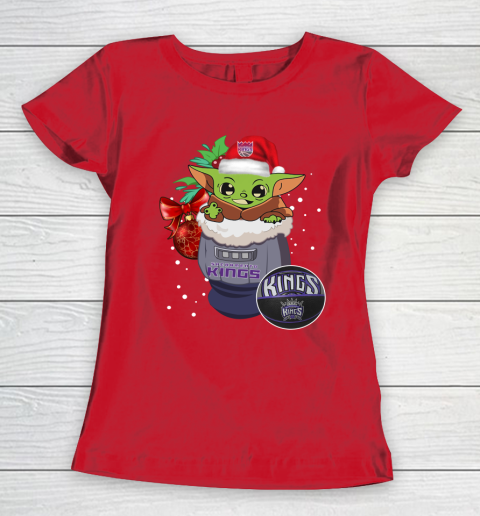 Sacramento Kings Christmas Baby Yoda Star Wars Funny Happy NBA Women's T-Shirt 10