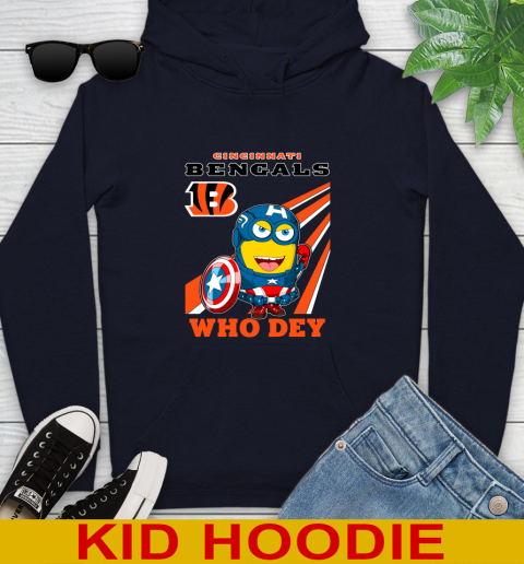 NFL Football Cincinnati Bengals Captain America Marvel Avengers Minion Shirt Youth Hoodie 3