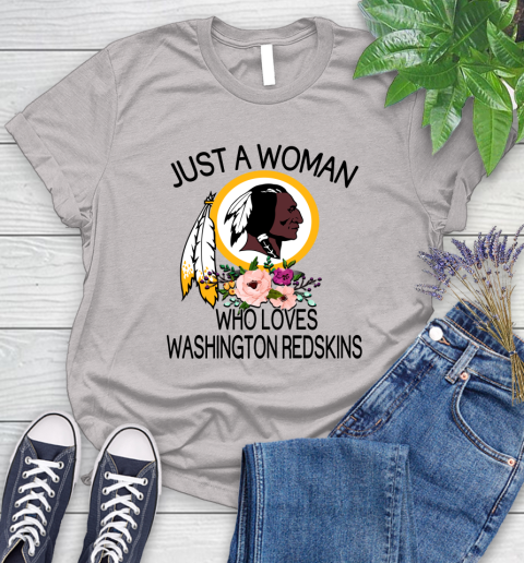 NFL Just A Woman Who Loves Washington Redskins Football Sports Women's T-Shirt 10
