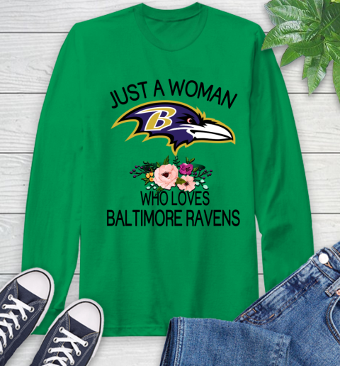 NFL Just A Woman Who Loves Baltimore Ravens Football Sports Long Sleeve T-Shirt 5