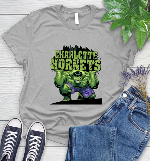 Charlotte Hornets NBA Basketball Incredible Hulk Marvel Avengers Sports Women's T-Shirt 5