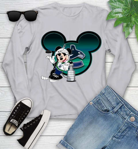 NHL Vancouver Canucks Stanley Cup Mickey Mouse Disney Hockey T Shirt Youth Long Sleeve 6 NHL Vancouver Canucks Stanley Cup Mickey Mouse Disney Hockey T Shirt Youth Long Sleeve - Image 6