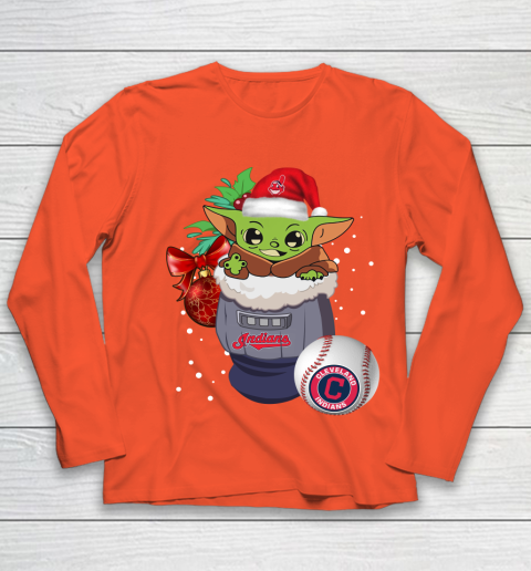 Cleveland Indians Christmas Baby Yoda Star Wars Funny Happy MLB Youth Long Sleeve 4