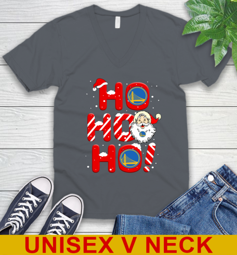 Golden State Warriors NBA Basketball Ho Ho Ho Santa Claus Merry Christmas Shirt V-Neck T-Shirt 4