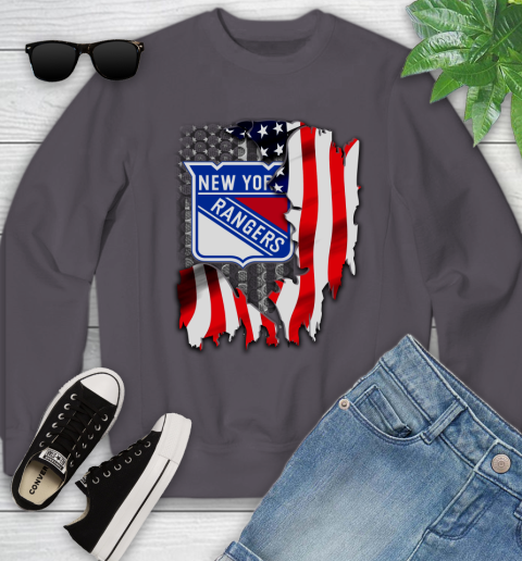 New York Rangers NHL Hockey American Flag Youth Sweatshirt 5