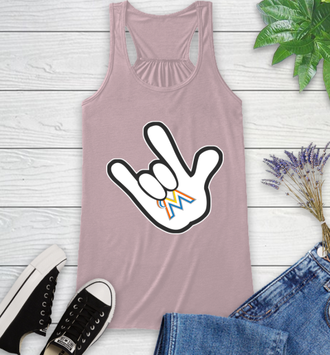Miami Marlins MLB Baseball Mickey Rock Hand Disney Racerback Tank 11