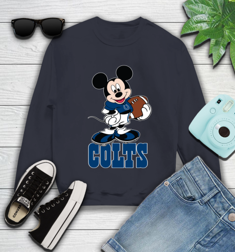 NFL Football Indianapolis Colts Cheerful Mickey Mouse Shirt Youth Sweatshirt 3
