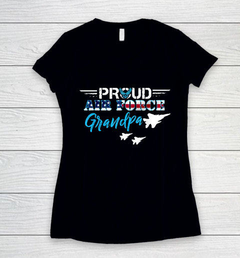 Grandpa Funny Gift Apparel  Proud Air Force Grandpa Gift Us Military Women's V-Neck T-Shirt