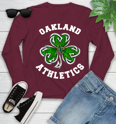 MLB Oakland Athletics Three Leaf Clover St Patrick's Day Baseball Sports Youth Long Sleeve 6