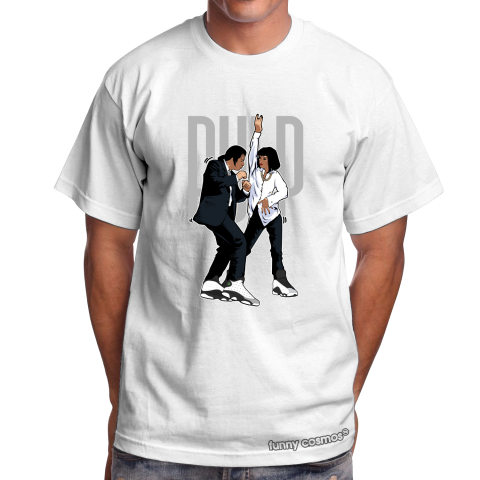 Air Jordan 13 Baron Matching Sneaker Tshirt Pulp Fiction Dance Black and Gray Jordan Shirt