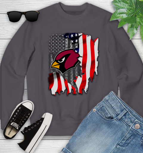 Arizona Cardinals NFL Football American Flag Youth Sweatshirt 5