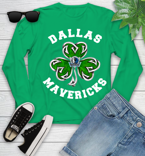 NBA Dallas Mavericks Three Leaf Clover St Patrick's Day Basketball Sports Youth Long Sleeve 7