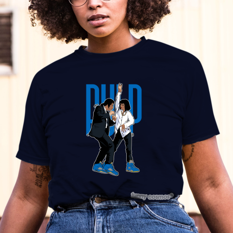 Air Jordan 5 Laney Royal Matching Sneaker Tshirt Pulp Fiction Dance Blue and Yellow Jordan Tshirt 3