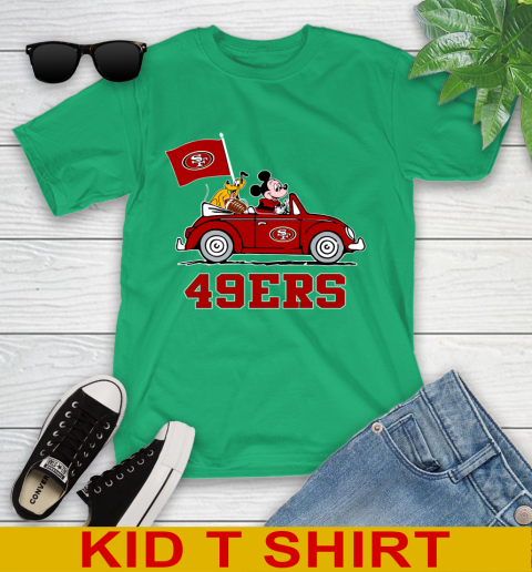 NFL Football San Francisco 49ers Pluto Mickey Driving Disney Shirt Youth T-Shirt 6