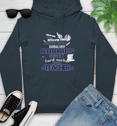 Colorado Rockies MLB I'm A Difference Making Student Caring Baseball Loving Kinda Teacher Youth Hoodie - Image 11