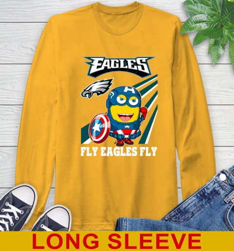 NFL Football Philadelphia Eagles Captain America Marvel Avengers Minion Shirt Long Sleeve T-Shirt 2