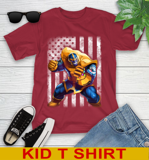 NBA Basketball Philadelphia 76ers Thanos Marvel American Flag Shirt Youth T-Shirt 12