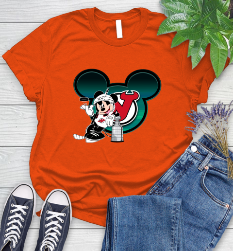 NHL New Jersey Devils Stanley Cup Mickey Mouse Disney Hockey T Shirt Women's T-Shirt 4