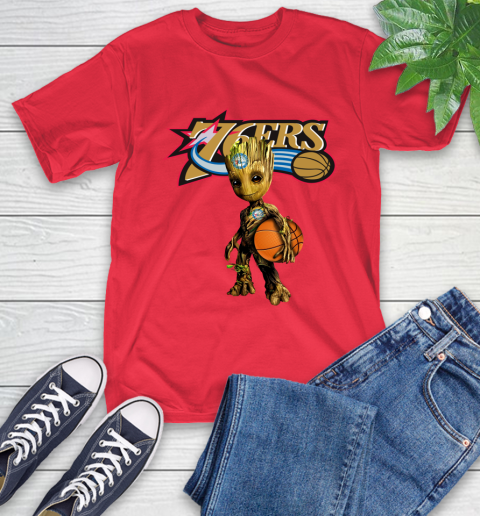 Philadelphia 76ers NBA Basketball Groot Marvel Guardians Of The Galaxy T-Shirt 10