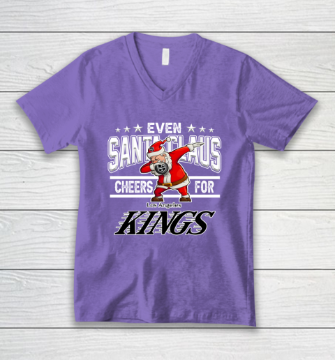 Los Angeles Kings Even Santa Claus Cheers For Christmas NHL V-Neck T-Shirt 8
