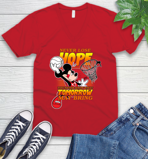 Chicago Bulls NBA Basketball Mickey Disney Never Lose Hope V-Neck T-Shirt 6
