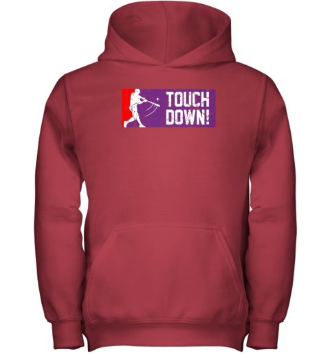 wt1n touchdown baseball funny family gift base ball youth hoodie 43 front red