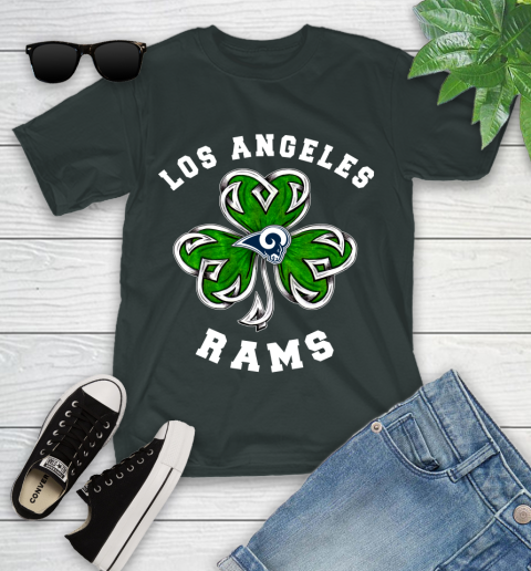 NFL Los Angeles Rams Three Leaf Clover St Patrick's Day Football Sports Youth T-Shirt 6