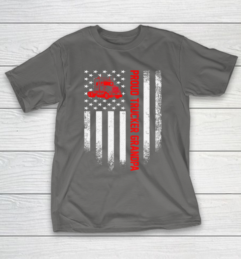 GrandFather gift shirt Vintage USA American Flag Proud Trucker Truck Driver Grandpa T Shirt T-Shirt 18
