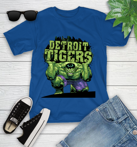 Detroit Tigers MLB Baseball Incredible Hulk Marvel Avengers Sports Youth T-Shirt 9