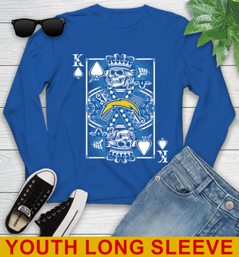 Los Angeles Chargers NFL Football The King Of Spades Death Cards Shirt Youth Long Sleeve 10