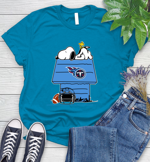 Tennessee Titans NFL Football Snoopy Woodstock The Peanuts Movie Women's T-Shirt 7