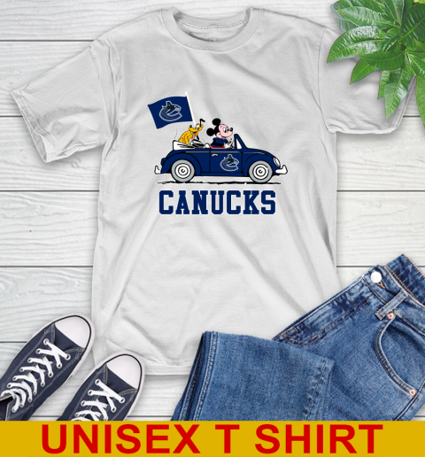 NHL Hockey Vancouver Canucks Pluto Mickey Driving Disney Shirt T-Shirt