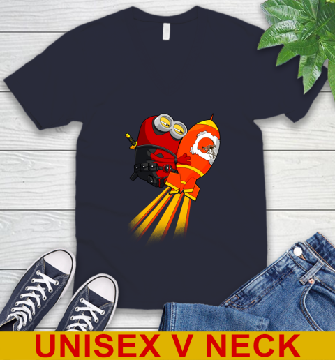 NFL Football Cleveland Browns Deadpool Minion Marvel Shirt V-Neck T-Shirt 2