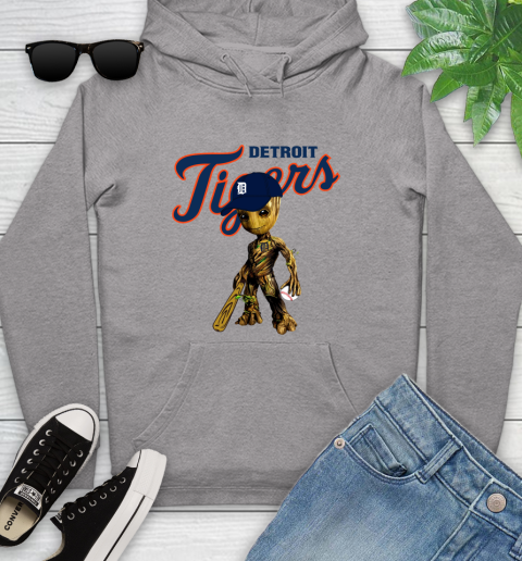 MLB Detroit Tigers Groot Guardians Of The Galaxy Baseball Youth Hoodie 6